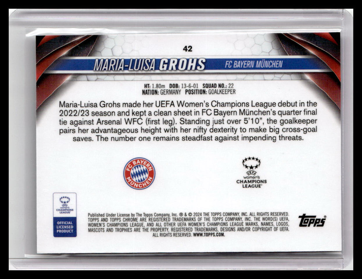2023-24 Topps Chrome UEFA Women's Champ Leaguep #42 Maria-Luisa Grohs
