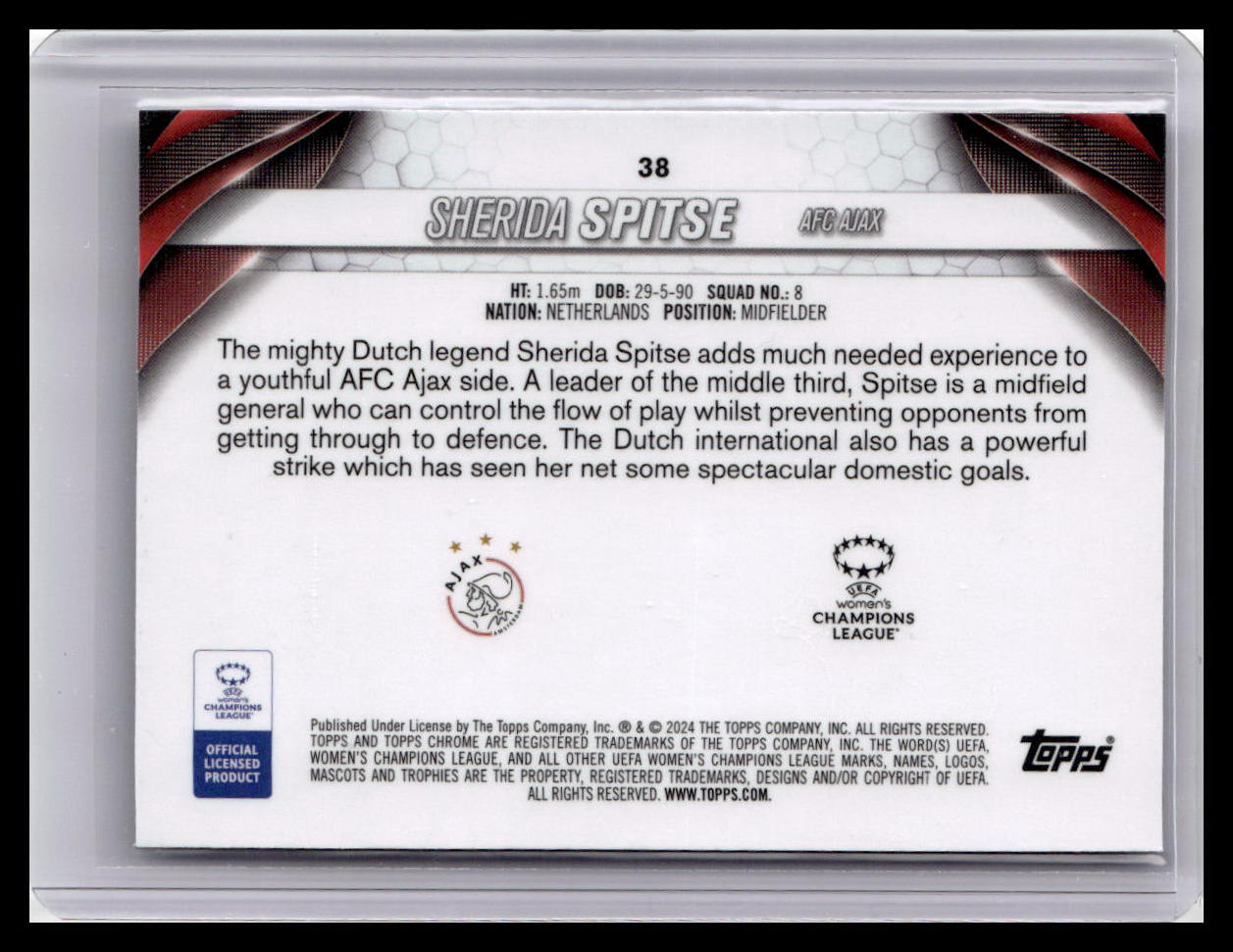 2023-24 Topps Chrome UEFA Women's Champions League #38 Sherida Spitse
