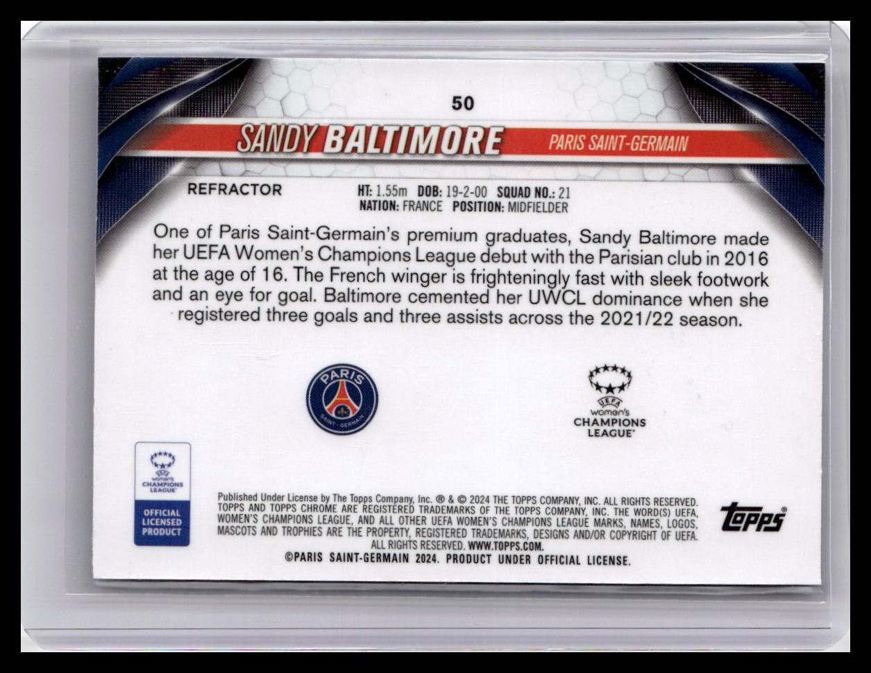 2023-24 Topps Chrome UEFA Women's Champions League #50 Sandy Baltimore Refractor