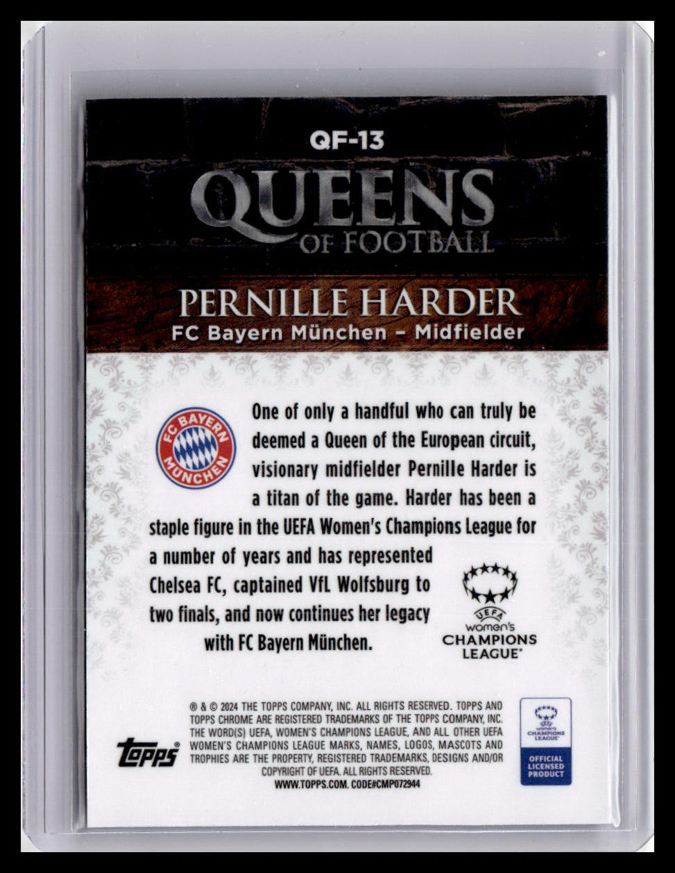 2023-24 Topps Chrome UEFA WCL #QF-13 Pernille Harder Queens Of Football