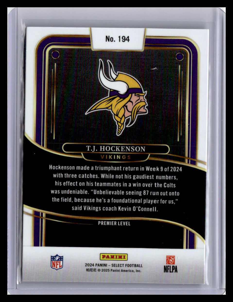 2024 Panini Select #194 T.J. Hockenson