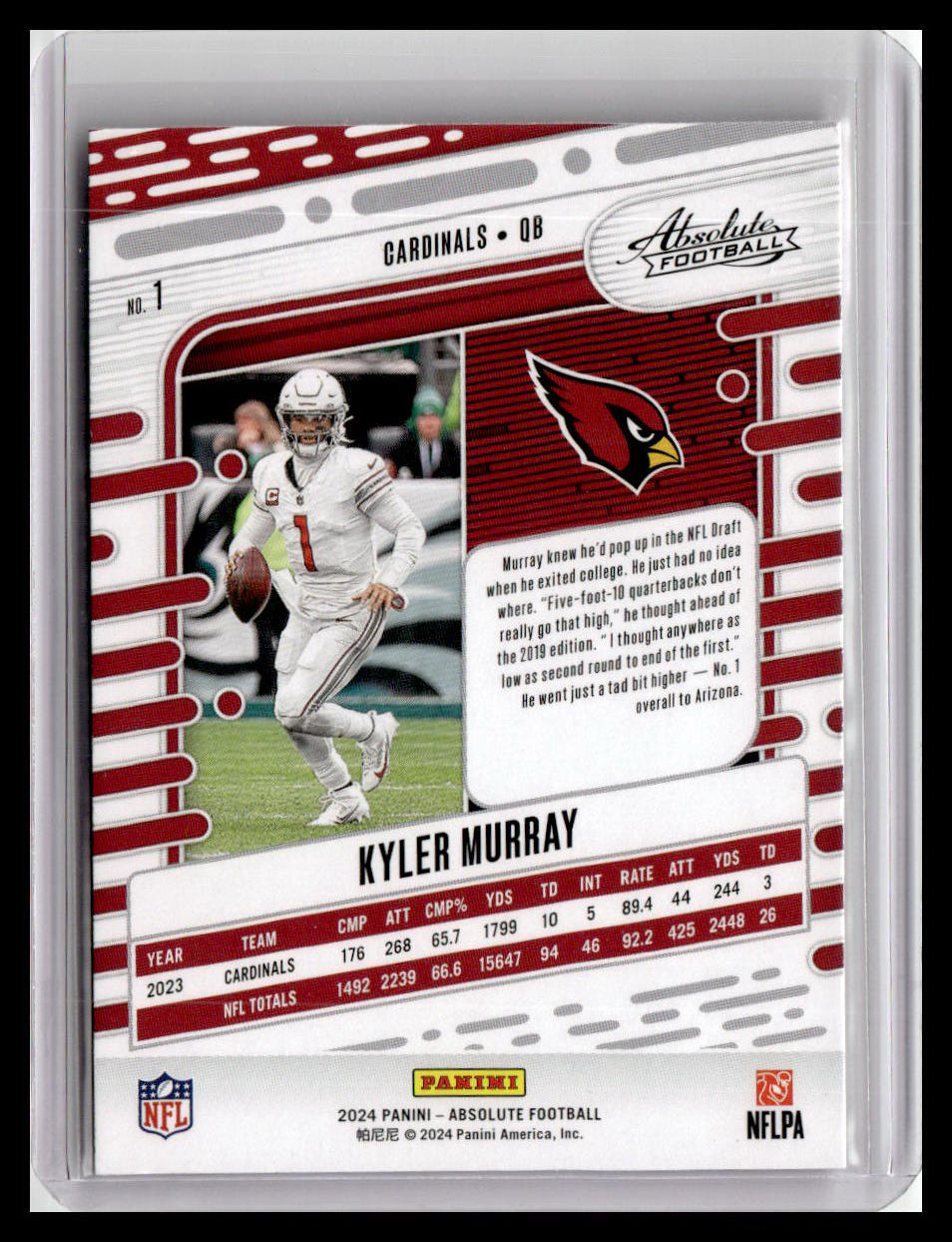 2024 Panini Absolute #1 Kyler Murray Red & Blue Foil