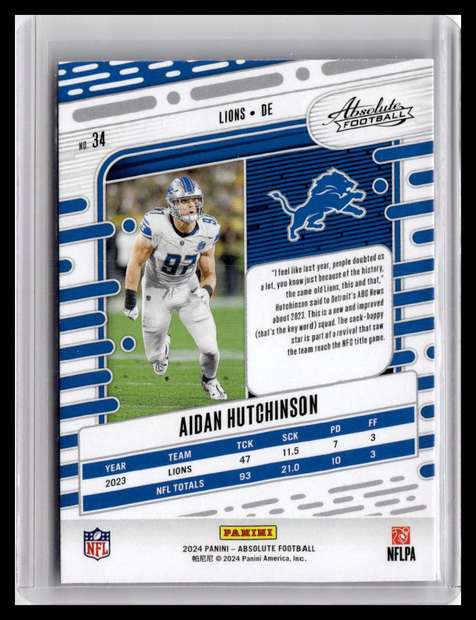 2024 Panini Absolute #34 Aidan Hutchinson