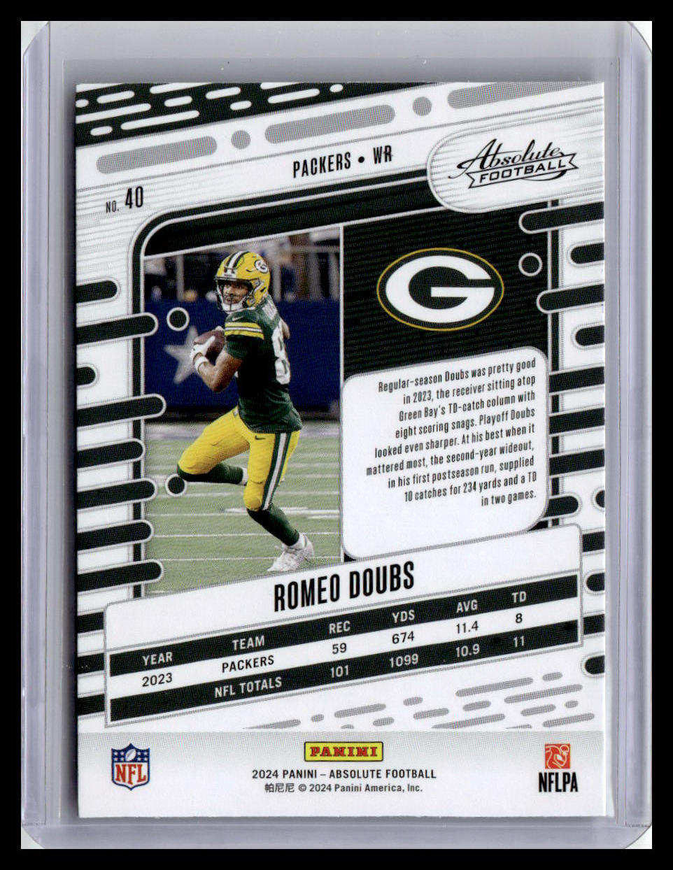 2024 Panini Absolute #40 Romeo Doubs Red & Blue Foil
