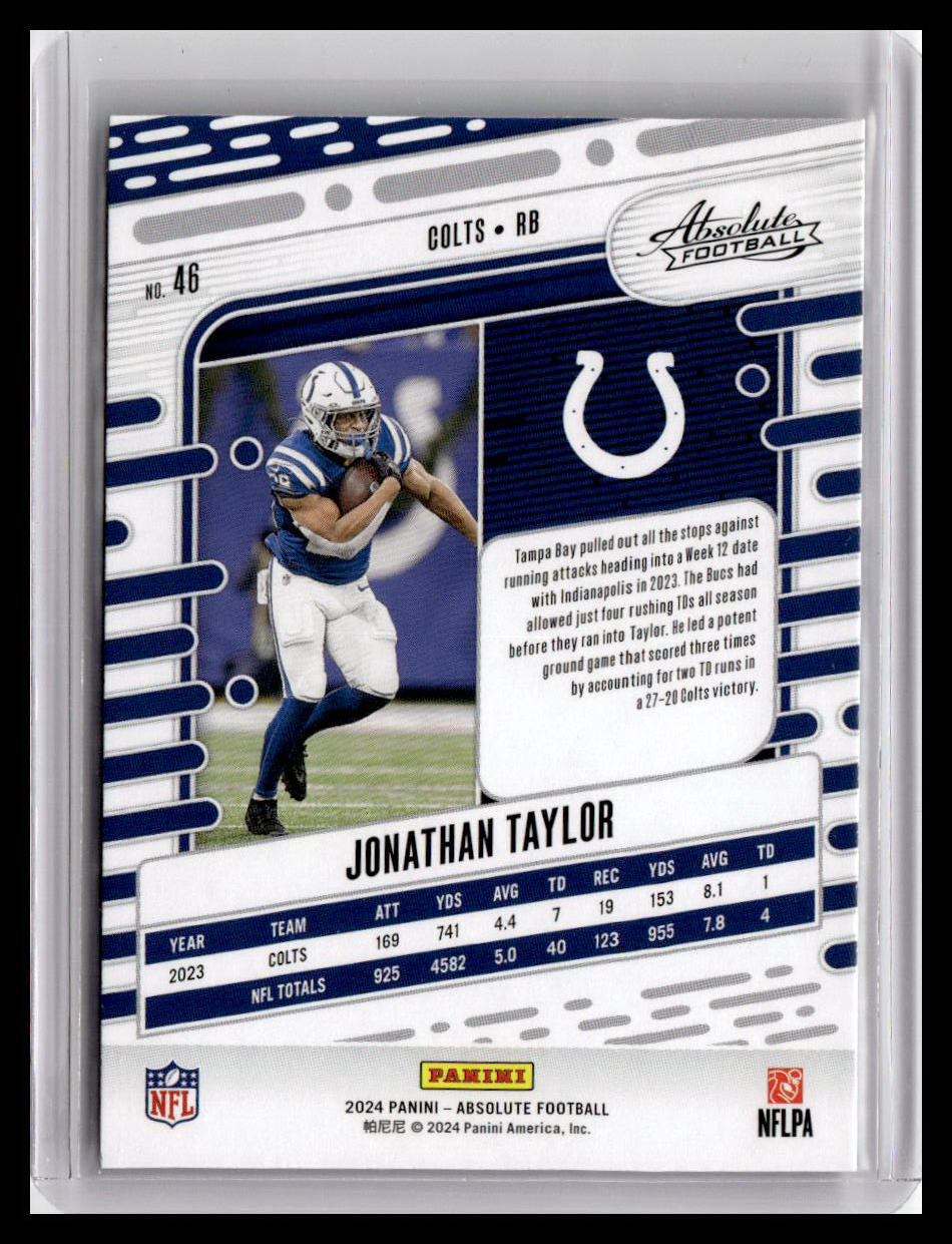 2024 Panini Absolute #46 Jonathan Taylor Red & Blue Foil