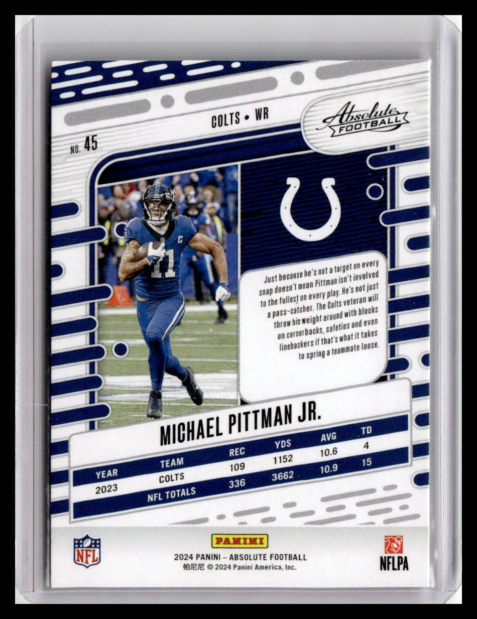 2024 Panini Absolute #45 Michael Pittman Jr. Red & Blue Foil