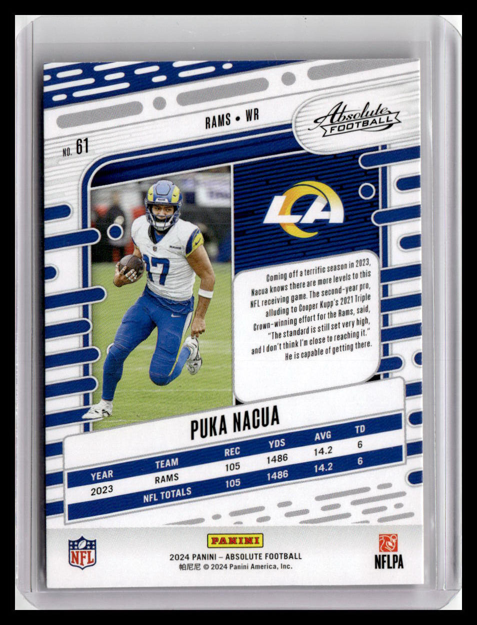 2024 Panini Absolute #61 Puka Nacua Red & Blue Foil