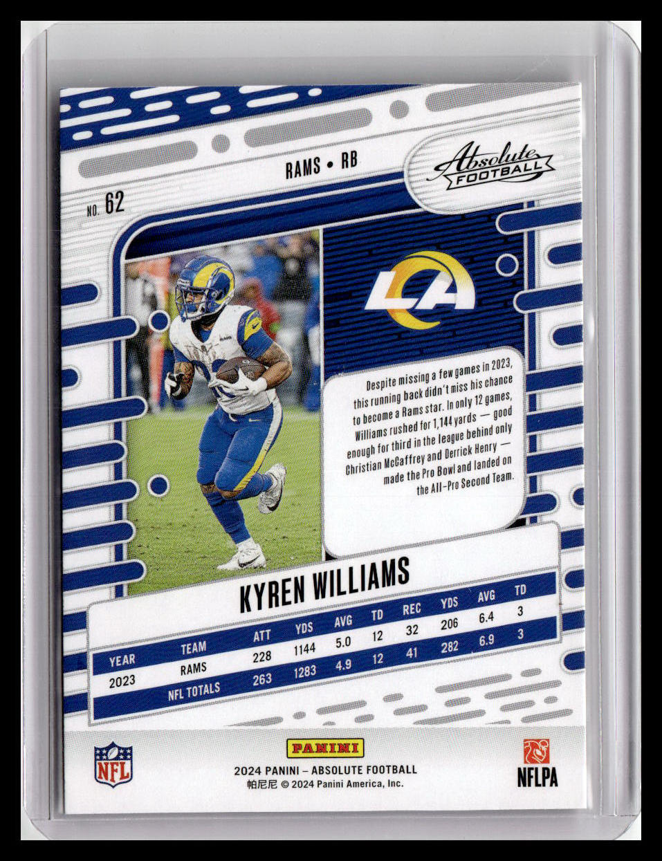 2024 Panini Absolute #62 Kyren Williams Red and Blue
