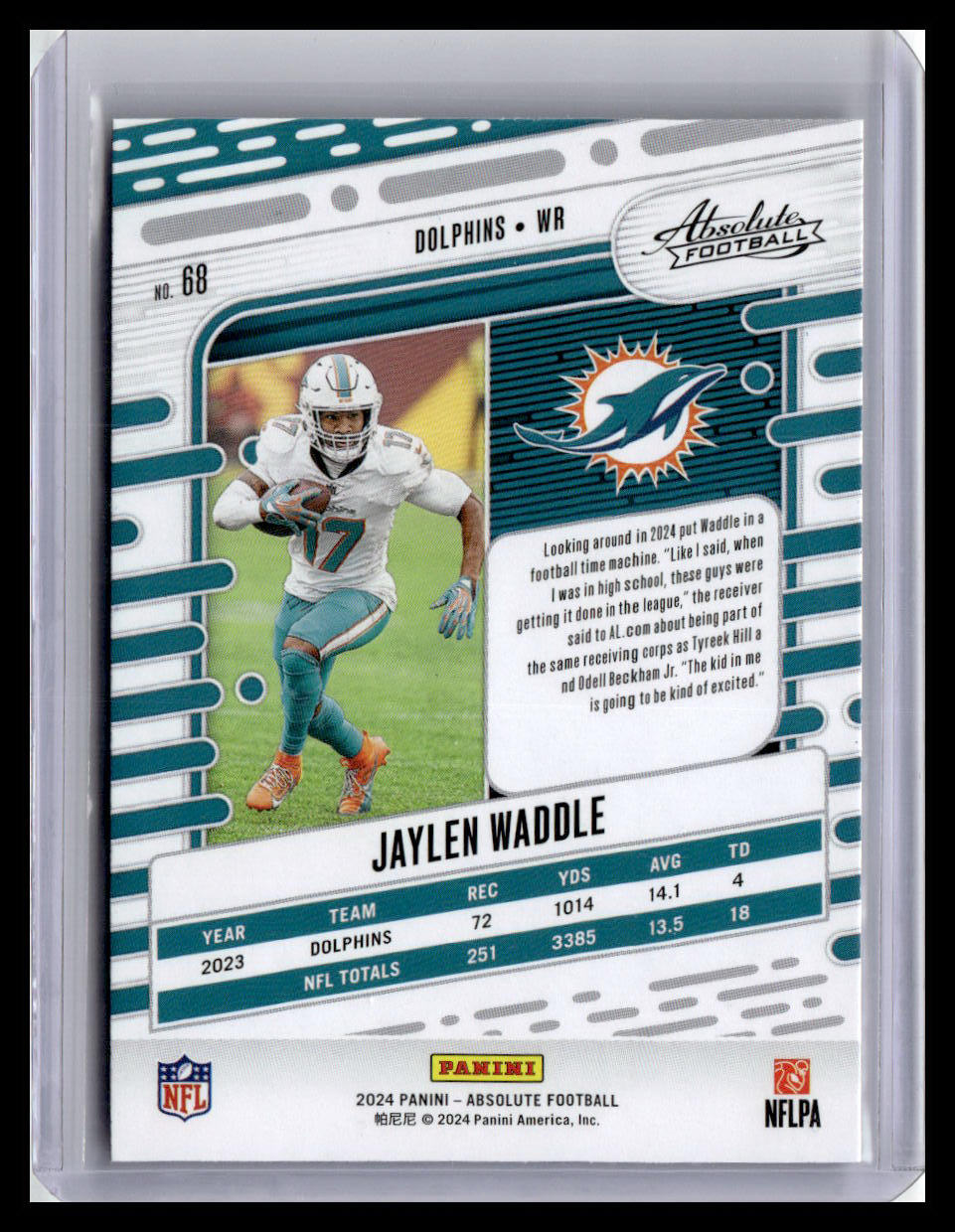 2024 Panini Absolute #68 Jaylen Waddle Red & Blue Foil