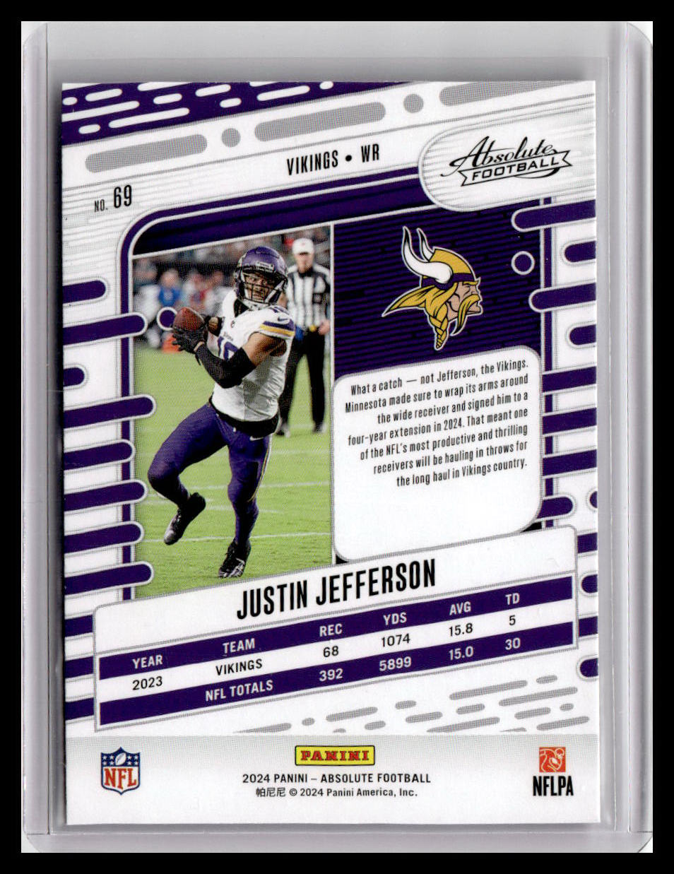 2024 Panini Absolute #69 Justin Jefferson Red & Blue Foil 1