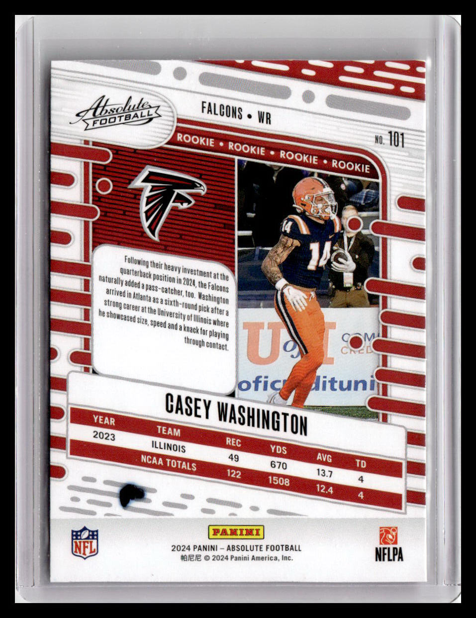 2024 Panini Absolute #101 Casey Washington (RC)