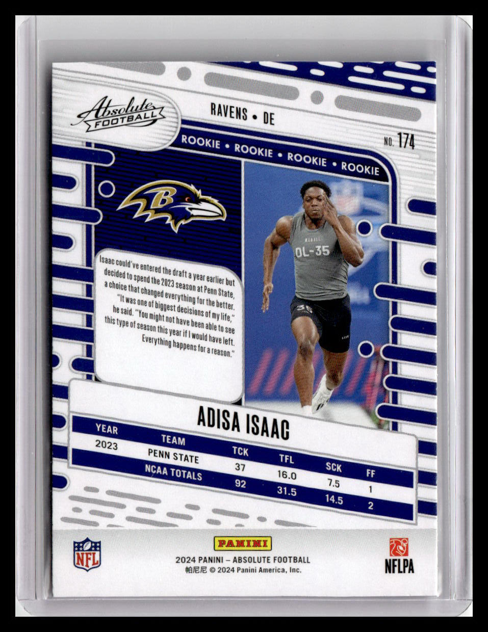 2024 Panini Absolute #174 Adisa Isaac(RC)