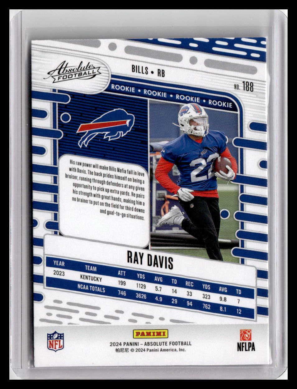 2024 Panini Absolute #188 Ray Davis (RC) Red & Blue Foil