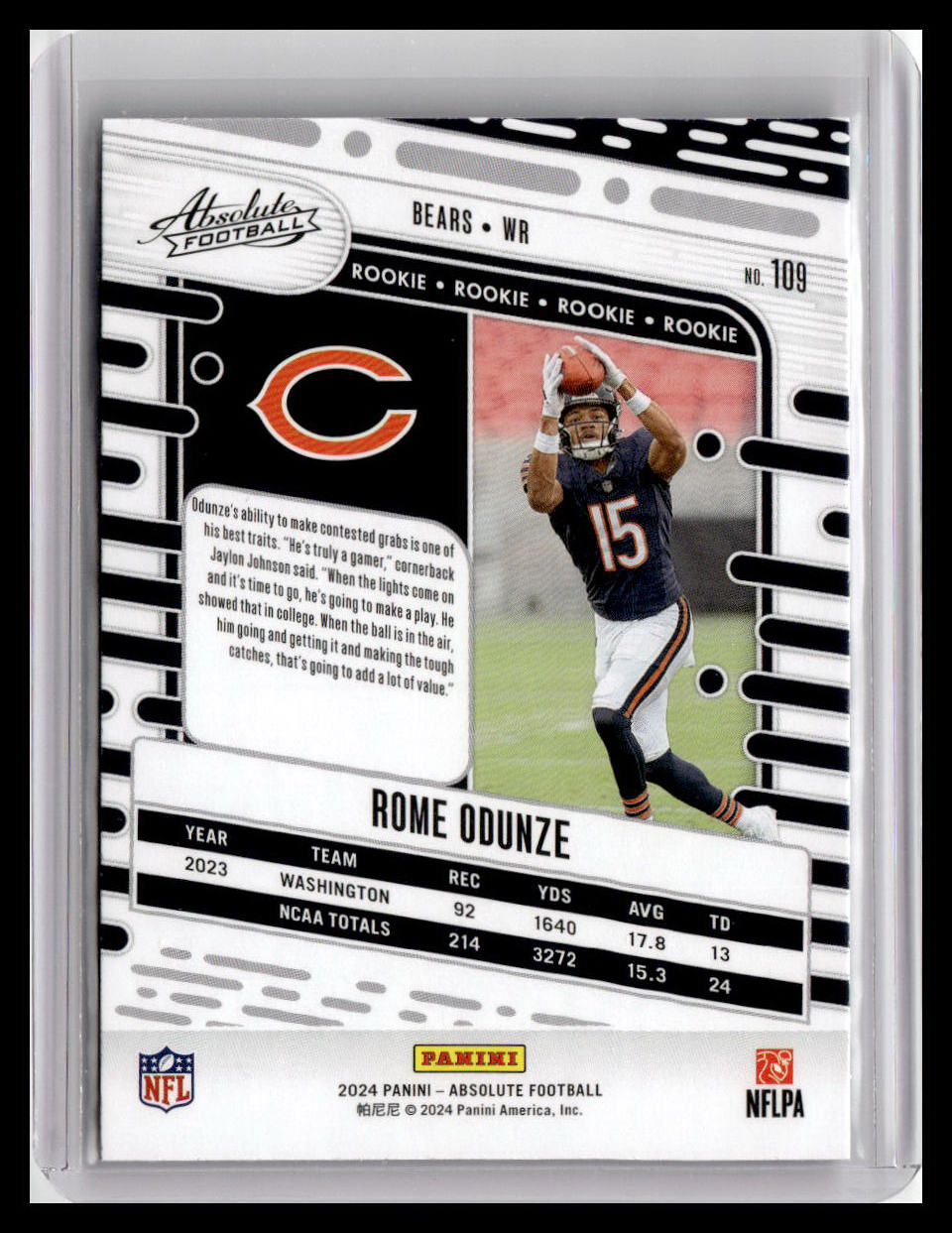 2024 Panini Absolute #109 Rome Odunze (RC) Retail