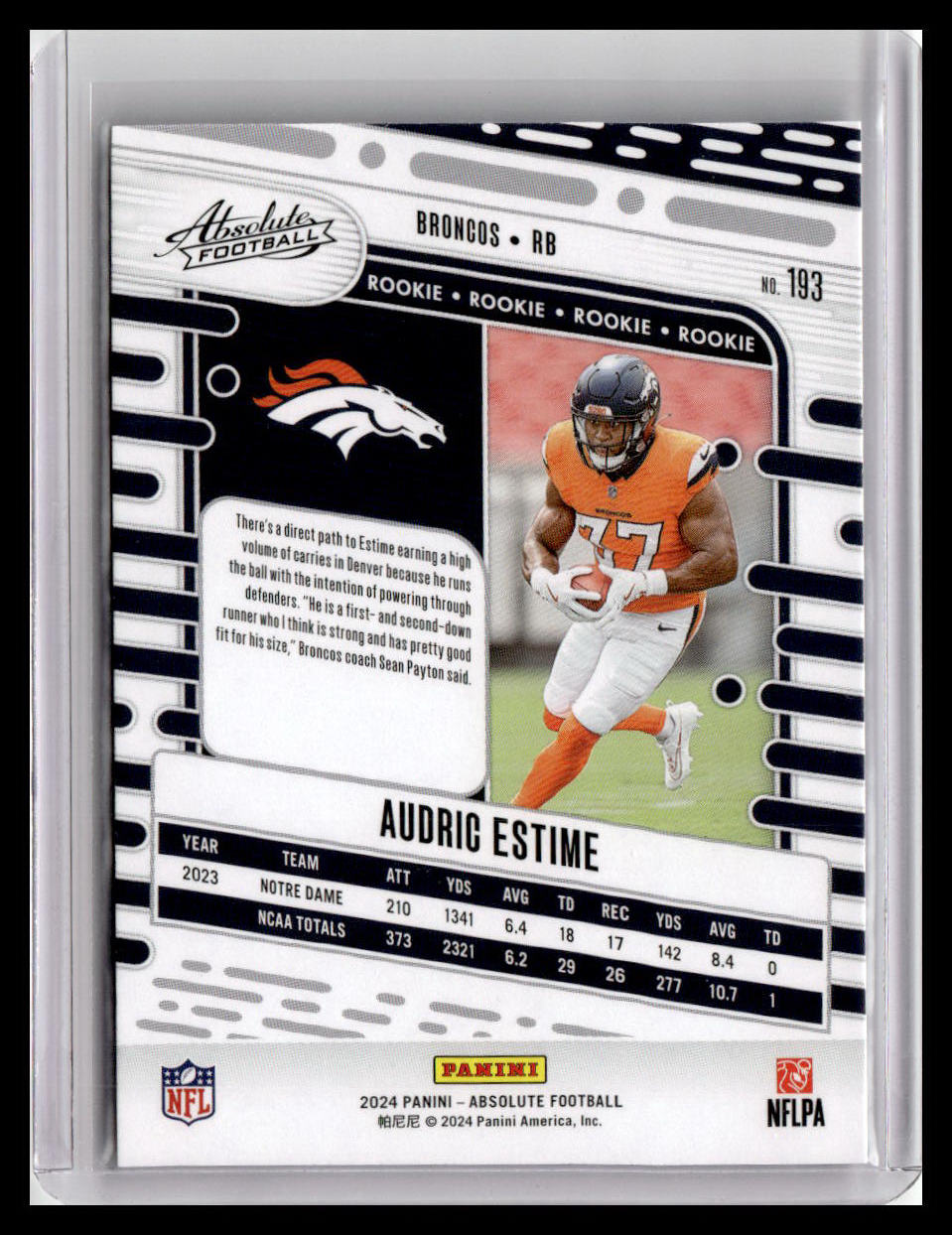 2024 Panini Absolute #193 Audric Estime RC Green