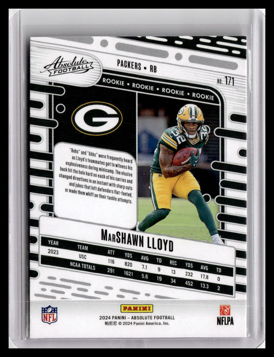2024 Panini Absolute #171 MarShawn Lloyd (RC) Red & Blue Foil