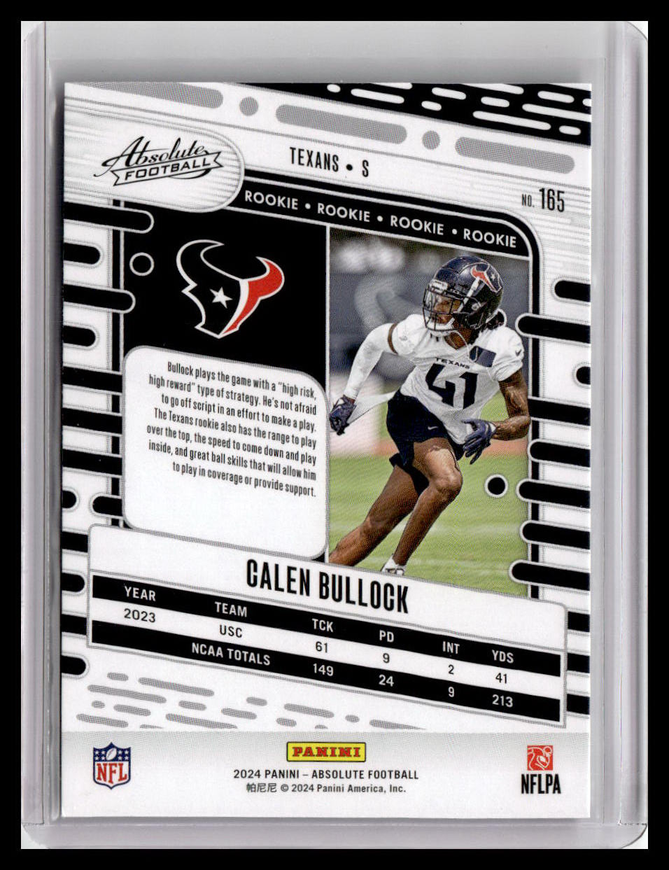 2024 Panini Absolute #165 Calen Bullock (RC)