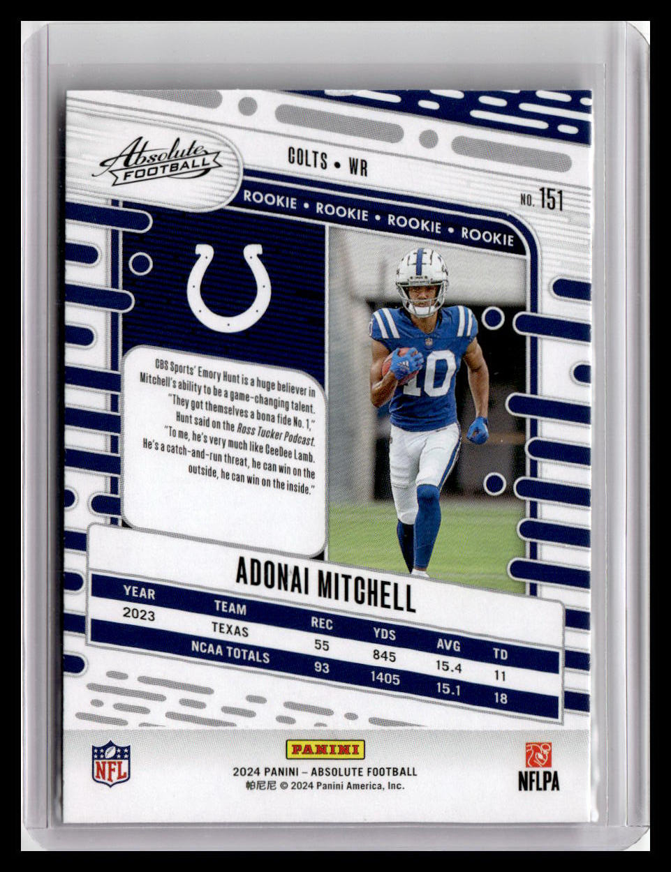 2024 Panini Absolute #151 Adonai Mitchell (RC)
