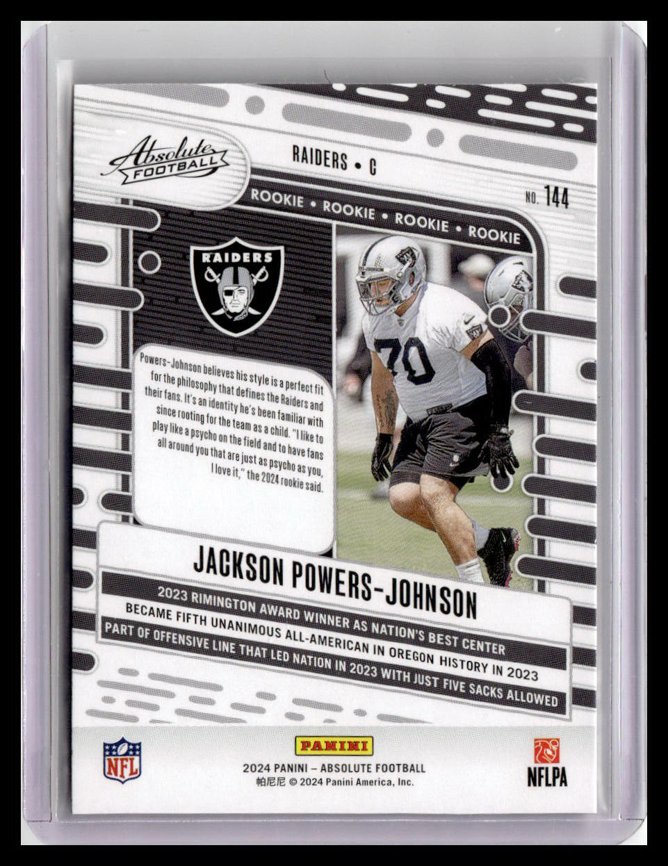 2024 Panini Absolute #144 Jackson Powers-Johnson (RC) Red & Blue Foil