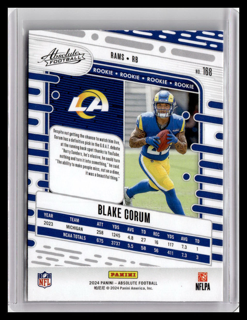 2024 Panini Absolute #168 Blake Corum (RC)