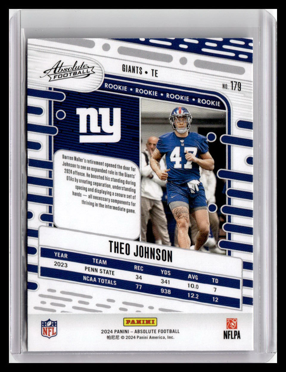 2024 Panini Absolute #179 Theo Johnson (RC) Green