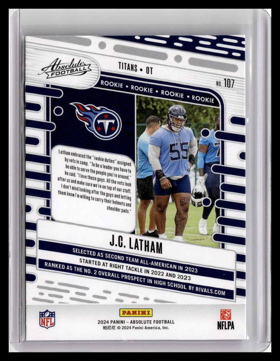 2024 Panini Absolute #107 J.C. Latham (RC)