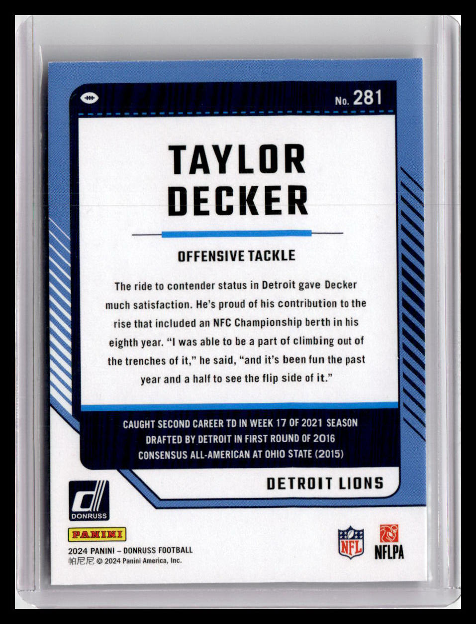 2024 Donruss #281 Taylor Decker