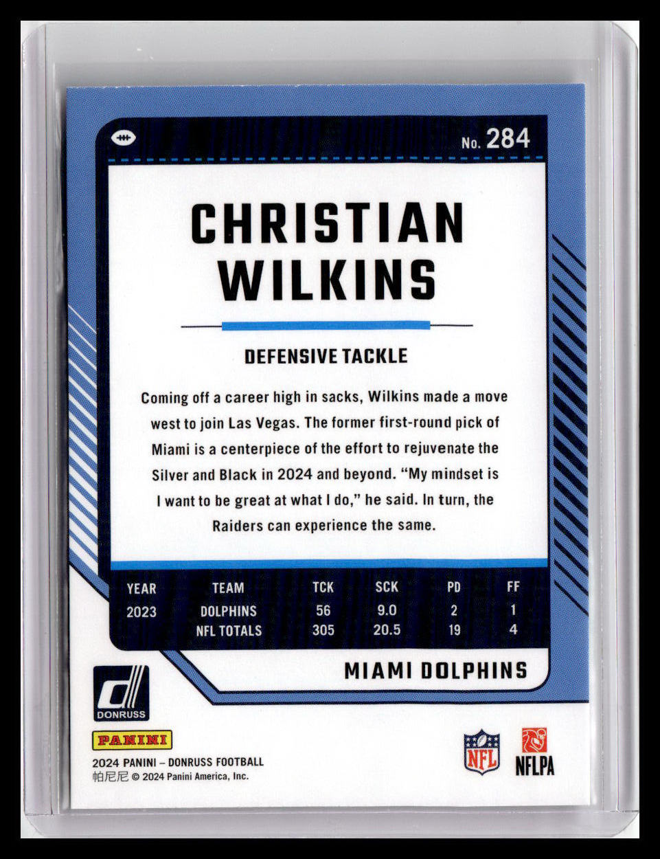2024 Donruss #284 Christian Wilkins