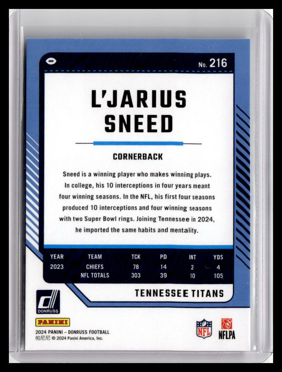 2024 Donruss #216 L'Jarius Sneed