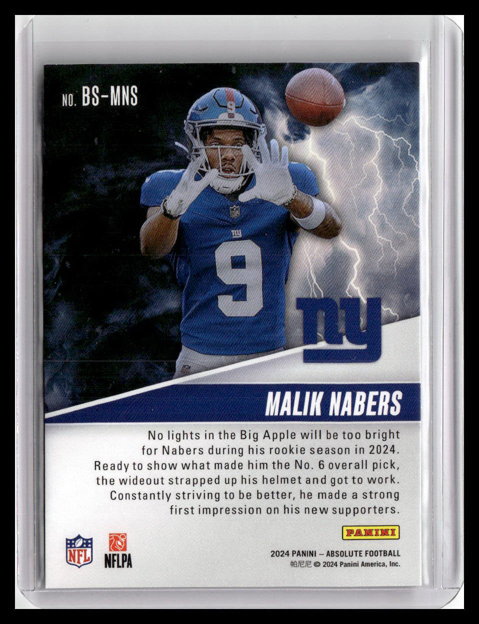 2024 Panini Absolute #BS-MNS Malik Nabers By Storm