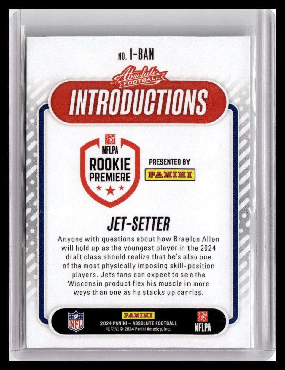 2024 Panini Absolute #I-BAN Braelon Allen Introductions