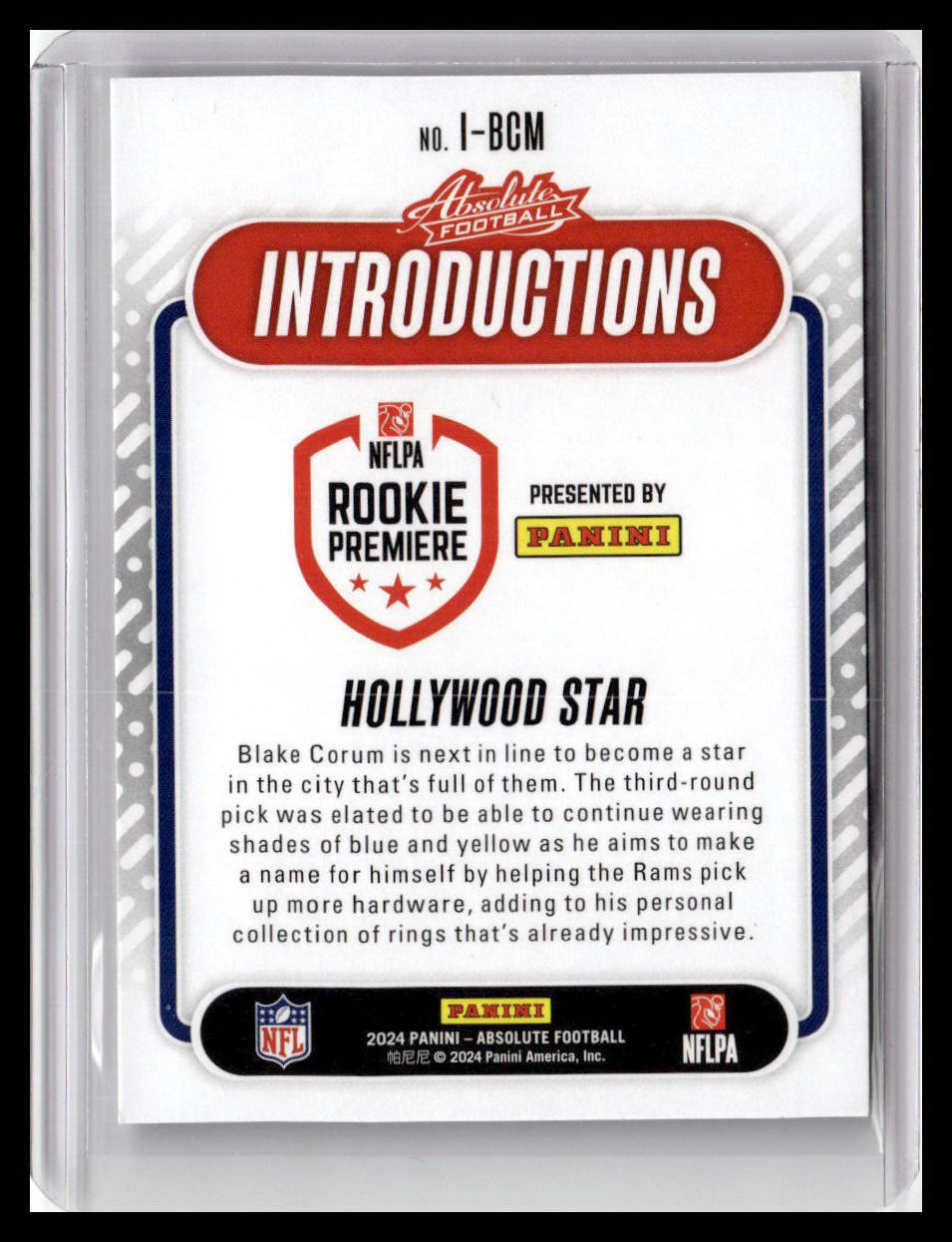 2024 Panini Absolute #I-BCM Blake Corum Introductions