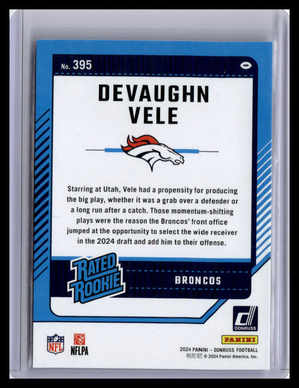 2024 Donruss #395 Devaughn Vele Rated Rookie