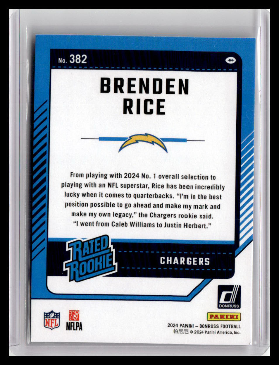 2024 Donruss #382 Brenden Rice Rated Rookie