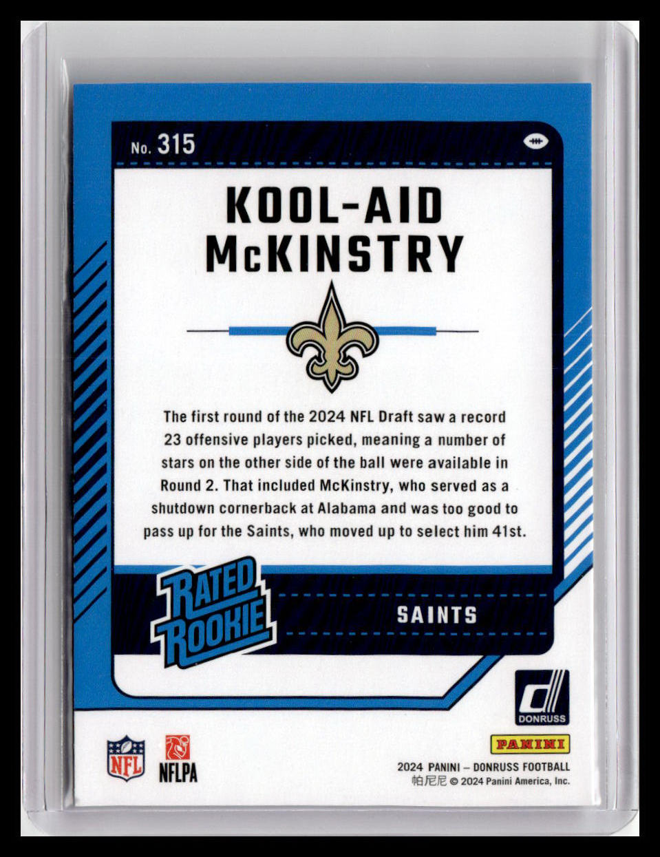 2024 Donruss #315 Kool-Aid McKinstry Rated Rookie