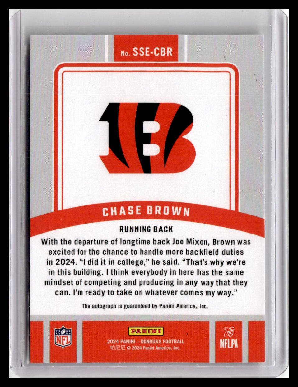 2024 Donruss #SSE-CBR Chase Brown Signature Series