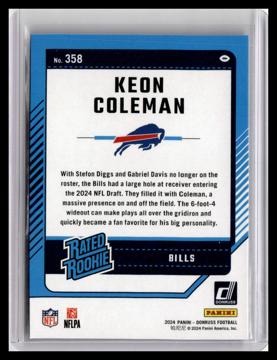 2024 Donruss #358 Keon Coleman Purple Press Proof Rated Rookie
