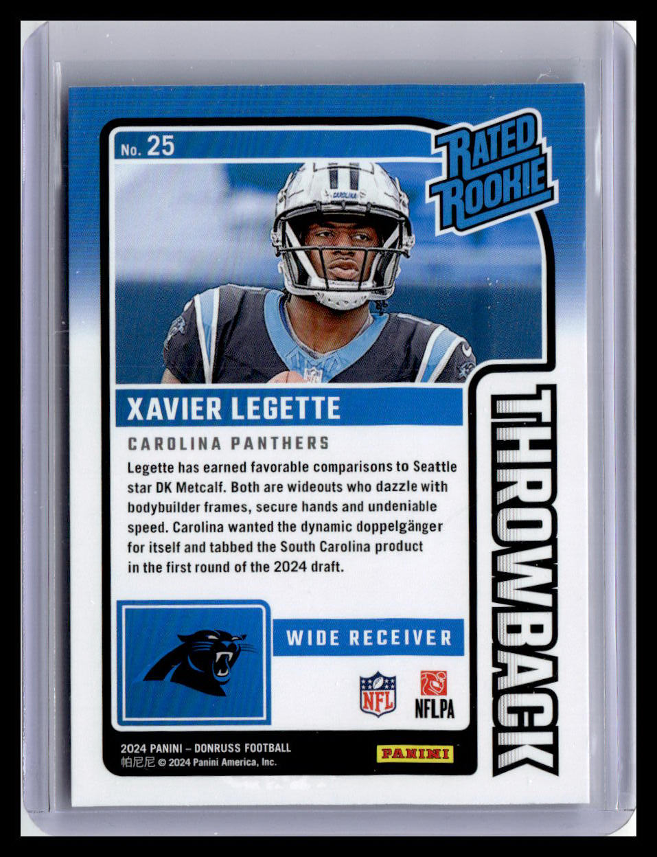 2024 Donruss #25 Xavier Legette Rated Rookies Throwback