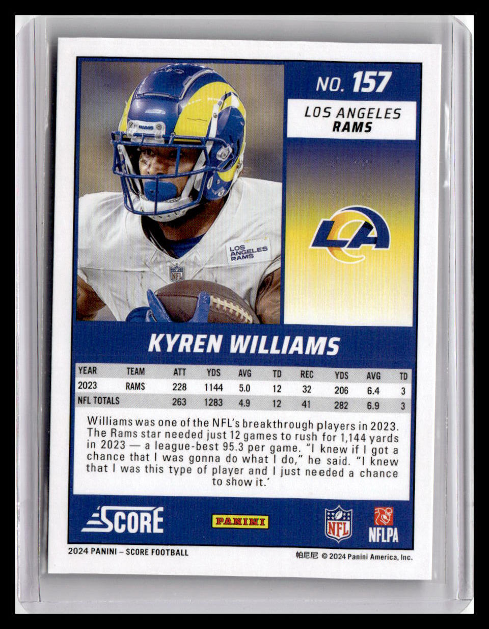 2024 Score #157 Kyren Williams Purple