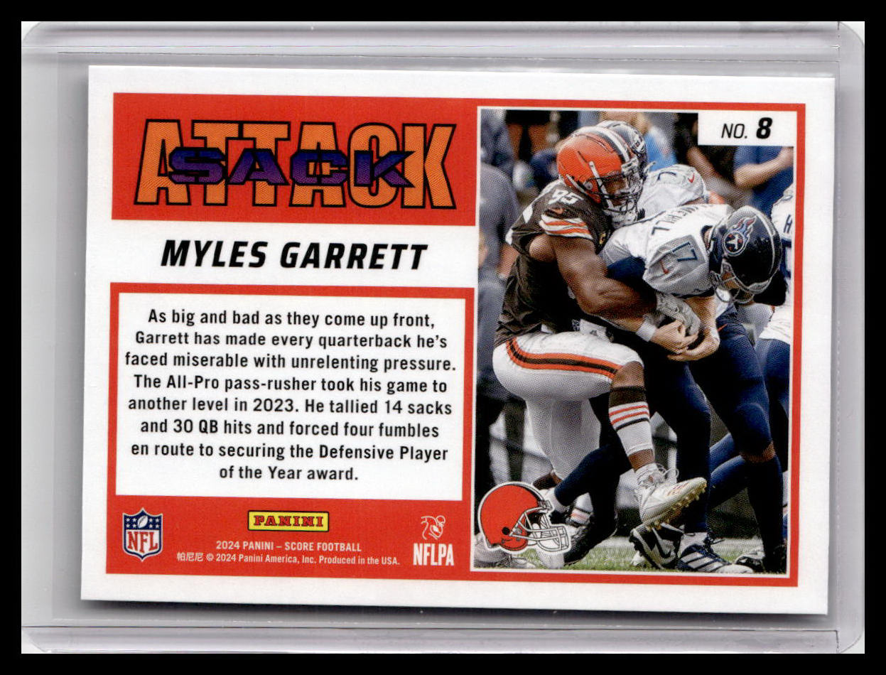 2024 Score #8 Myles Garrett Sack Attack Purple