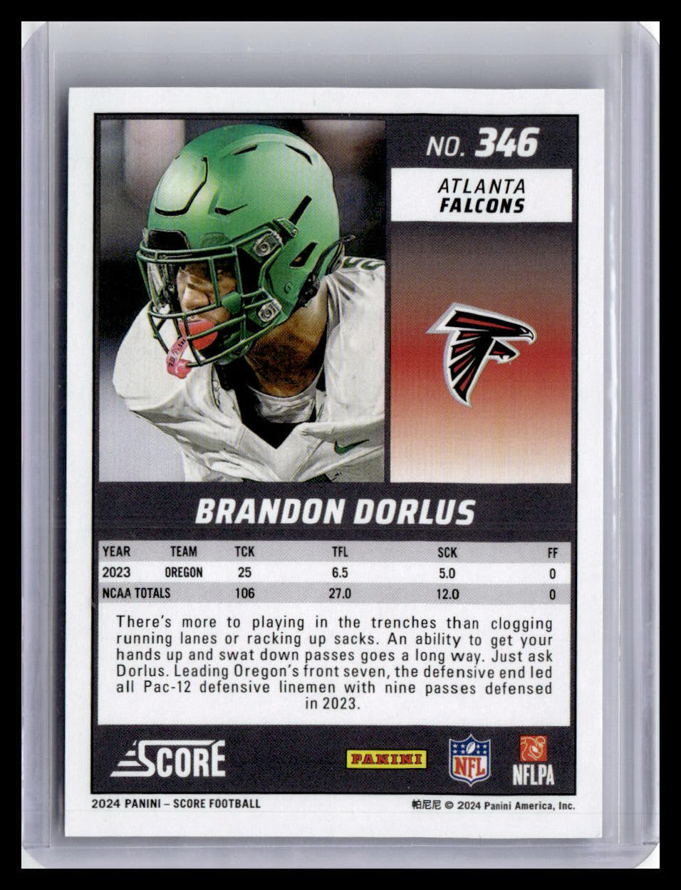 2024 Score #346 Brandon Dorlus Rookie Stars Blue Holo /399
