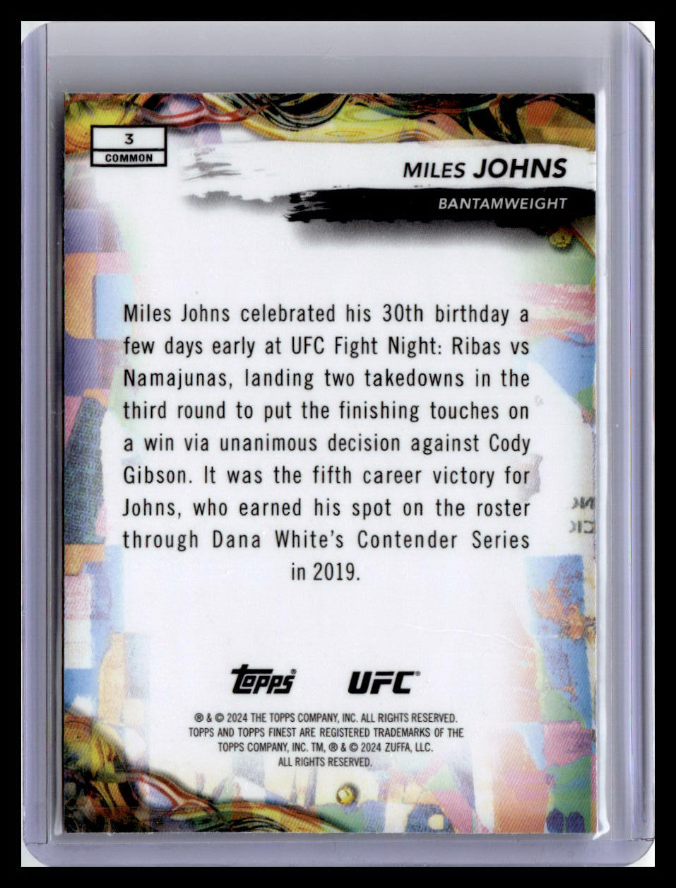 2024 Topps Finest UFC #3 Miles Johns