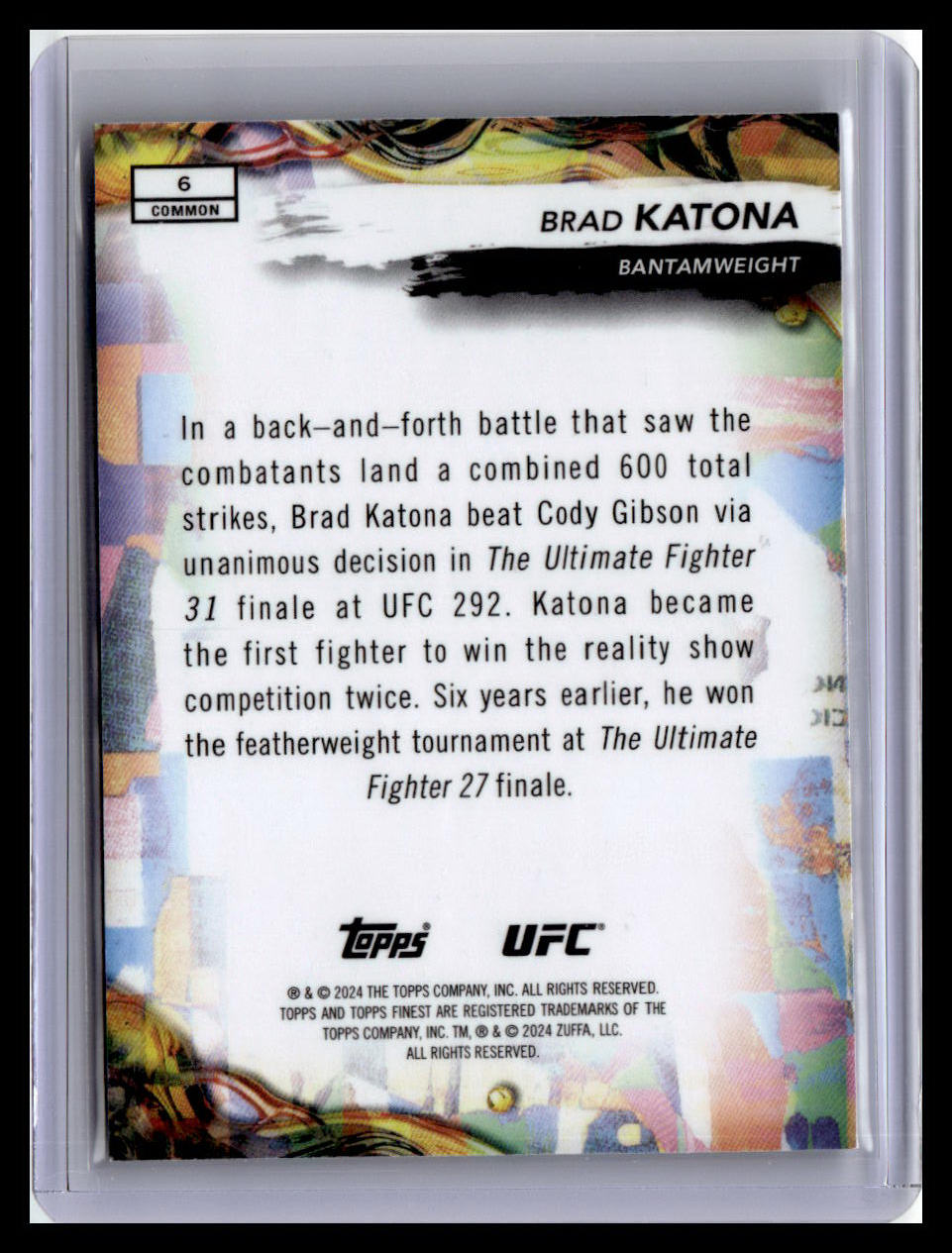 2024 Topps Finest UFC #6 Brad Katona (RC)
