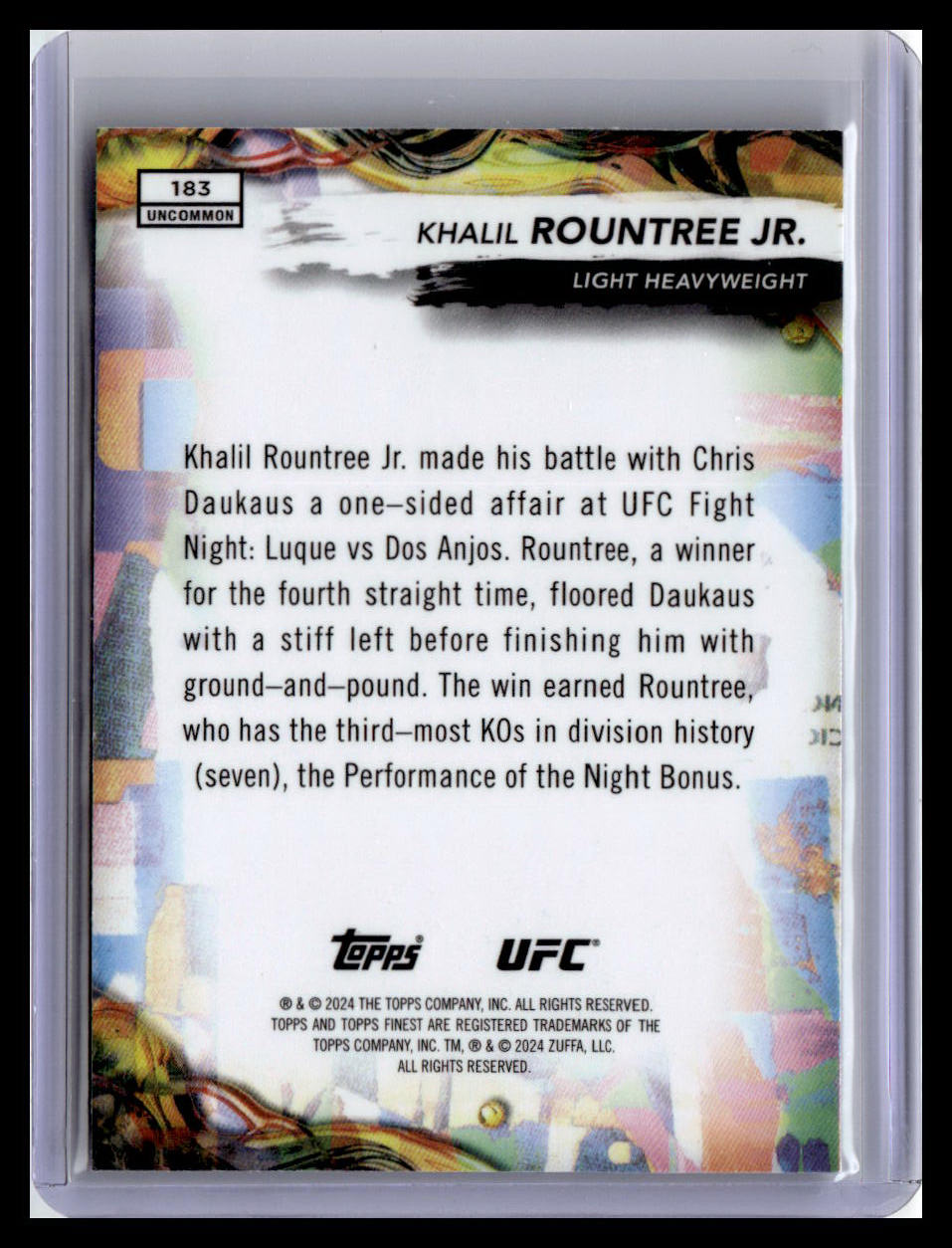 2024 Topps Finest UFC #183 Khalil Rountree Jr.