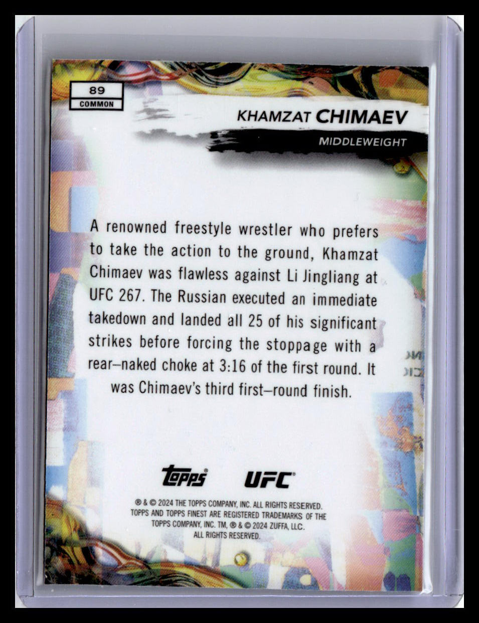 2024 Topps Finest UFC #89 Khamzat Chimaev Aqua Glitter