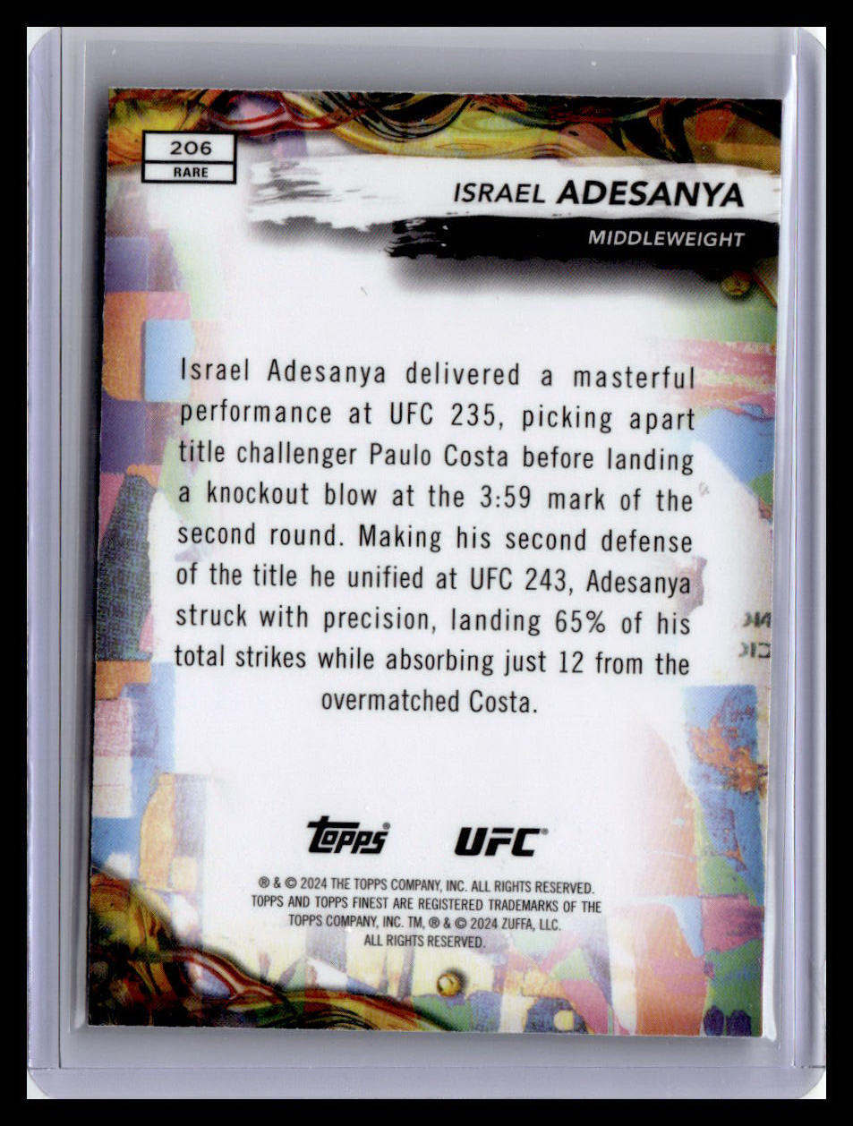 2024 Topps Finest UFC #206 Israel Adesanya Aqua Glitter Refractors
