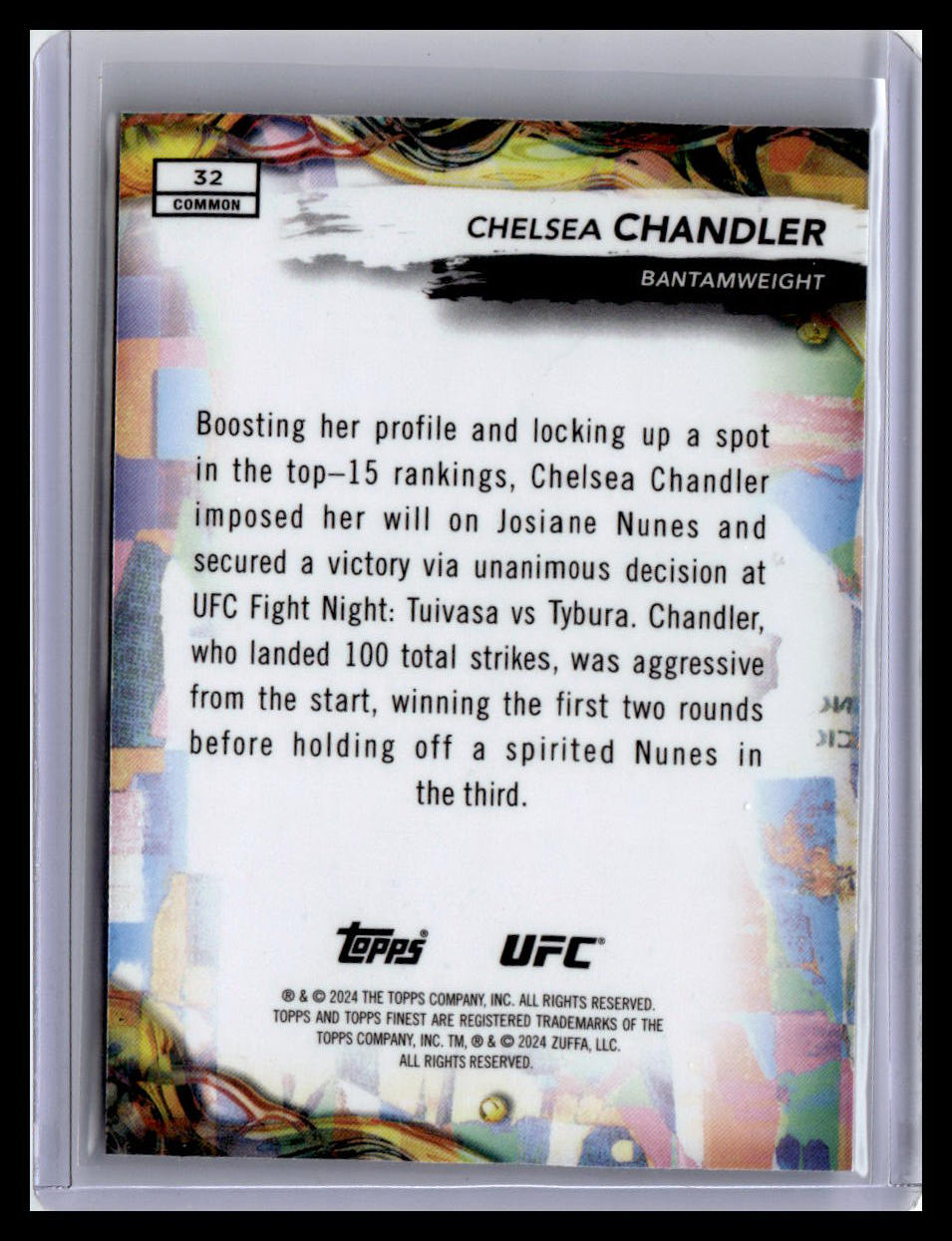 2024 Topps Finest UFC #32 Chelsea Chandler (RC) Aqua Glitter Refractor