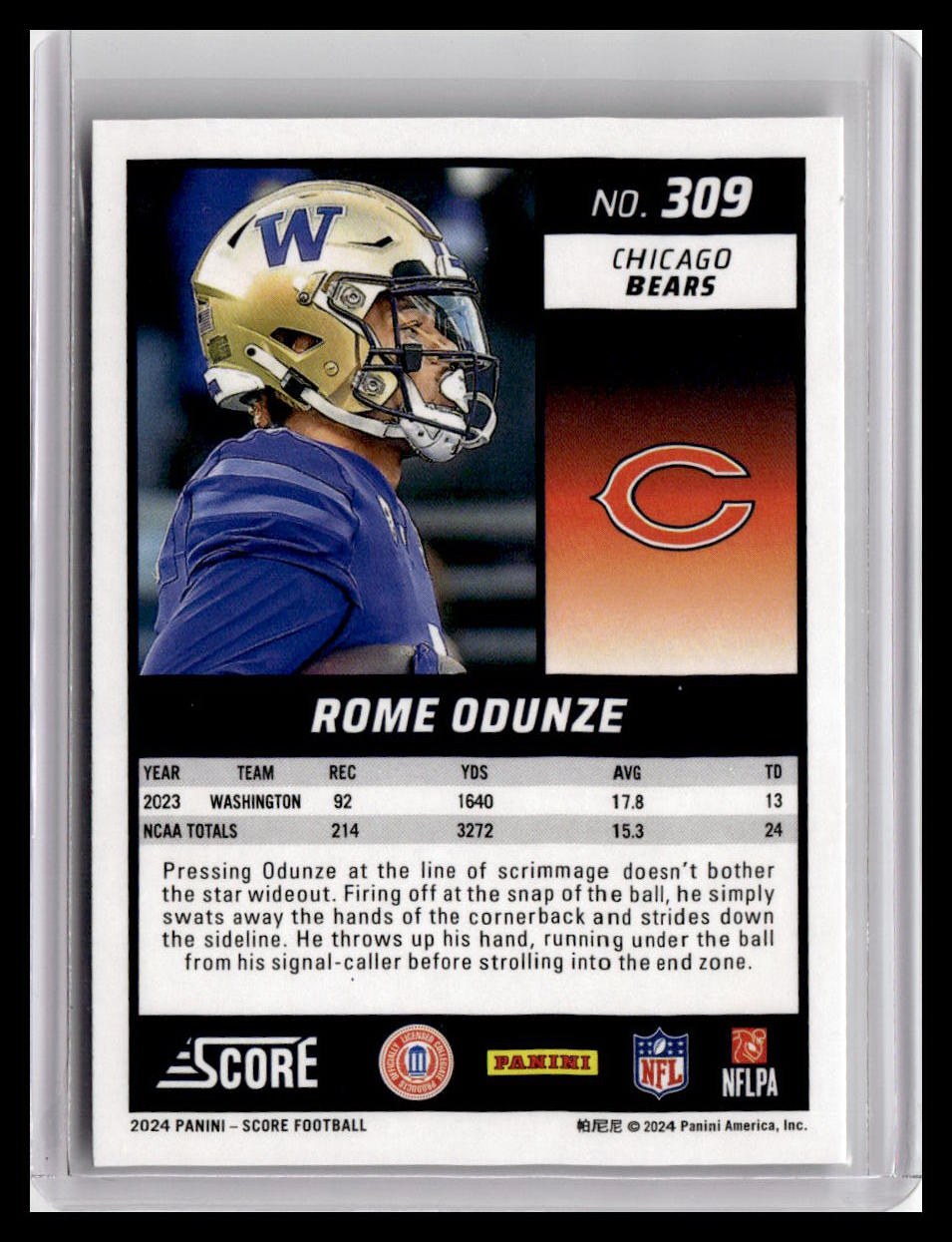 2024 Score #309 Rome Odunze (RC)