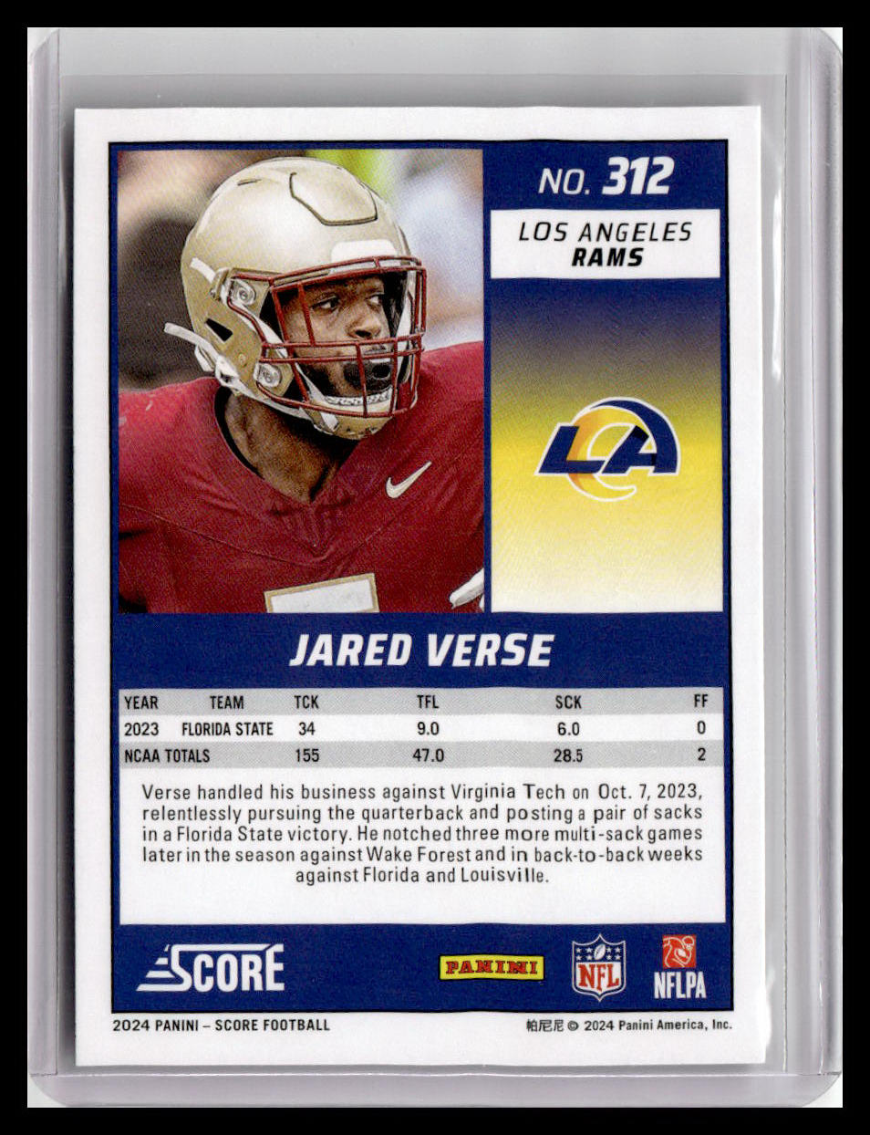 2024 Score #312 Jared Verse (RC)
