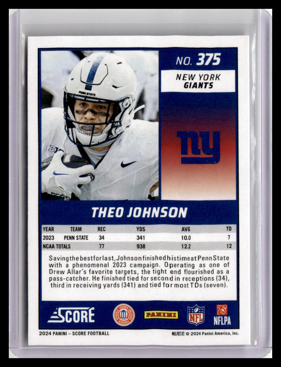 2024 Score #375 Theo Johnson (RC)